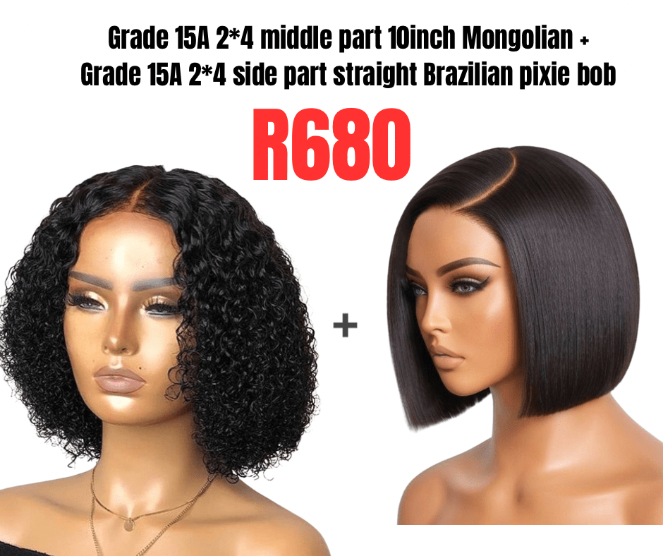10inch middle part Mongolian + side part pixie bob - Avum Fashion Haven