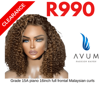 16inch Piano full frontal Malaysian curls - Avum Fashion Haven