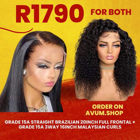 20inch straight full frontal + 3way 16inch Malaysian curls - Avum Fashion Haven