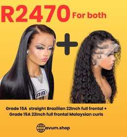 22inch straight full frontal + full frontal 22inch Malaysian curls - Avum Fashion Haven