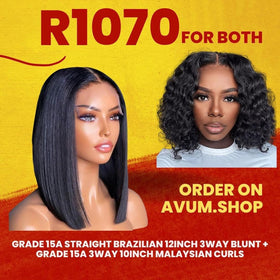3way 10inch Malaysian + 3way 12inch blunt - Avum Fashion Haven