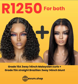 3way 14inch curls + 3way 14inch blunt - Avum Fashion Haven