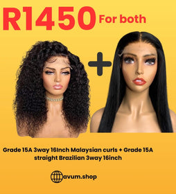 3way 16inch Malaysian curls+ 3way straight 16inch - Avum Fashion Haven