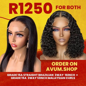 3way 16inch straight hair + 3way 12inch Malaysian curls - Avum Fashion Haven