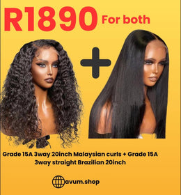 3way 20inch Malaysian curls + 3way straight 20inch - Avum Fashion Haven