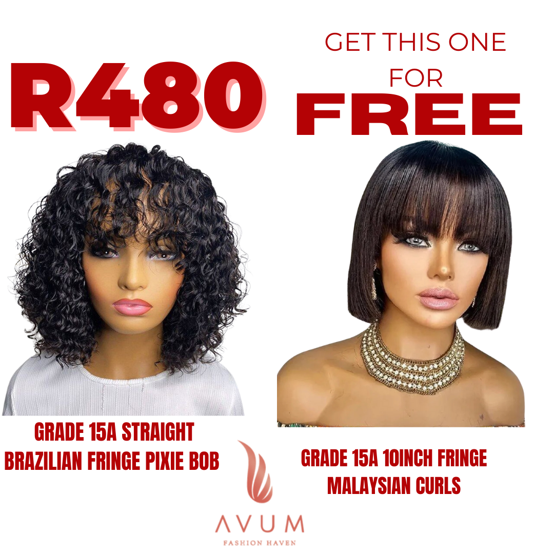 10inch fringe Malaysian + free fringe pixie bob