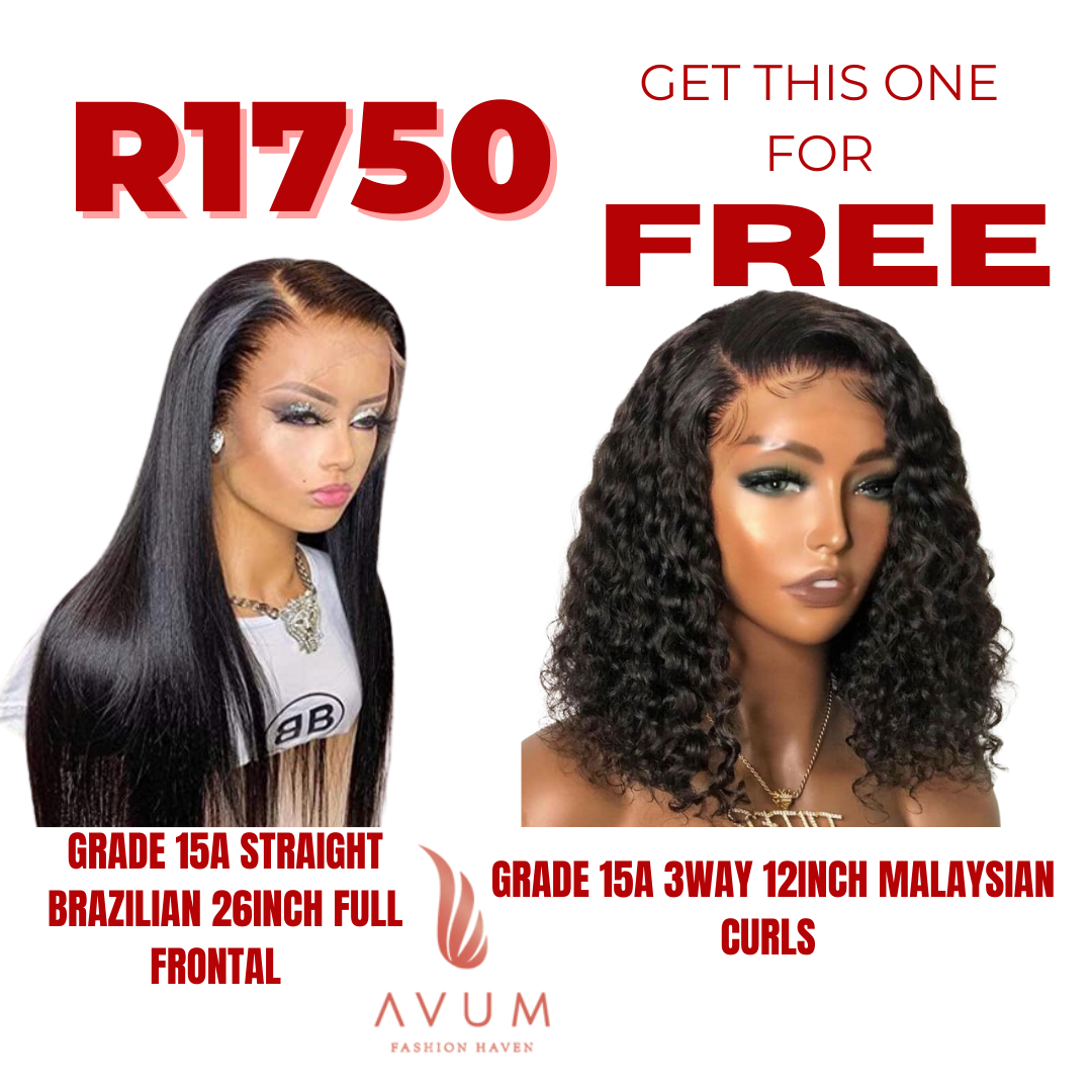 26inch straight full frontal + free 3way 12Inch Malaysian