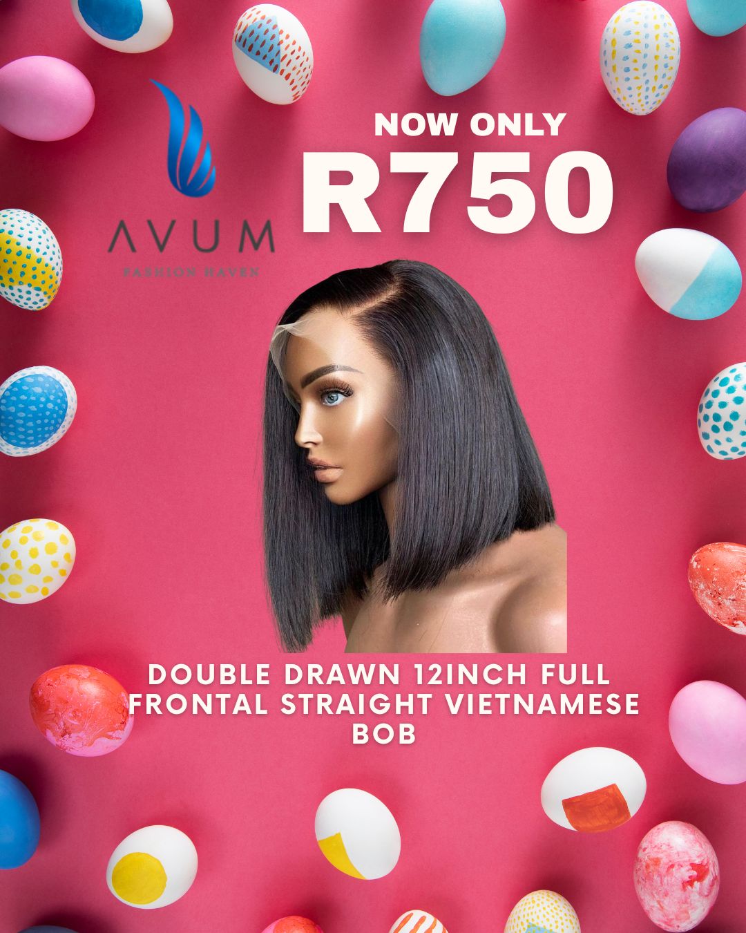 12inch Vietnamese straight full frontal bob