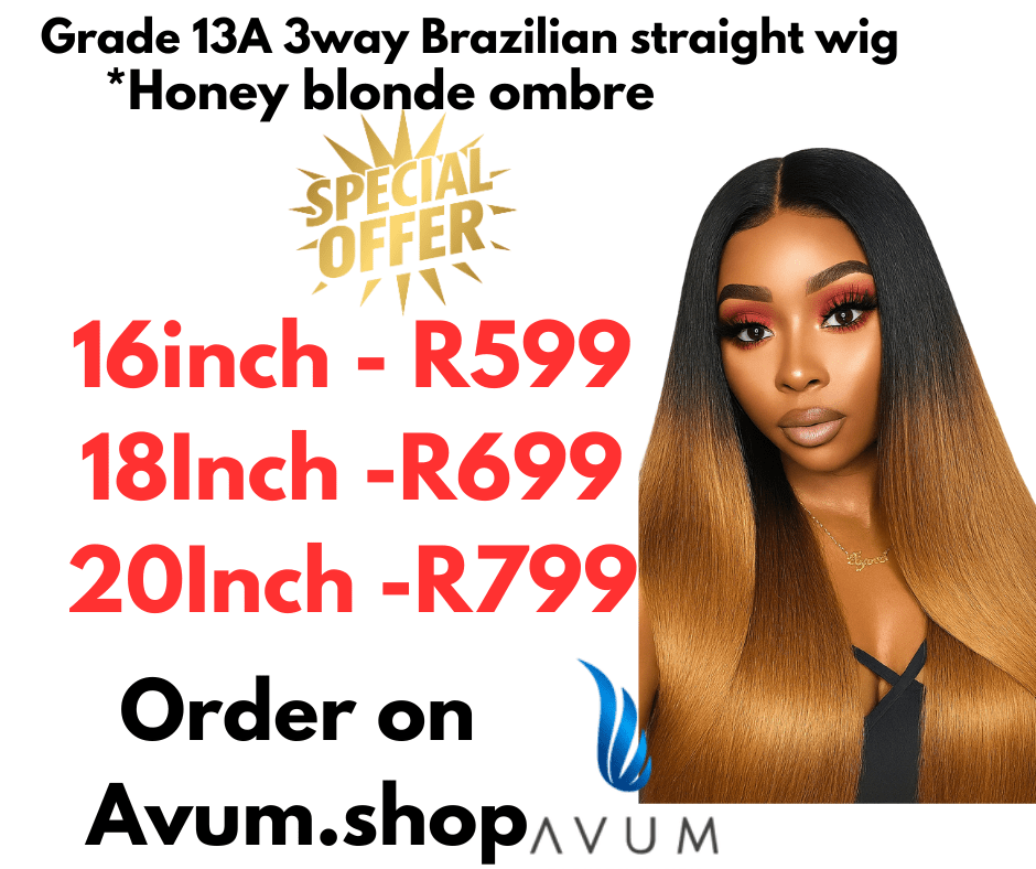 Brazilian Honey blonde ombré 3way straight wigs - Avum Fashion Haven