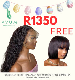 Full frontal 18inch Malaysian curls + free fringe pixie bob - Avum Fashion Haven