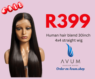 Human hair blend 30inch 4x4 straight wig - Avum Fashion Haven