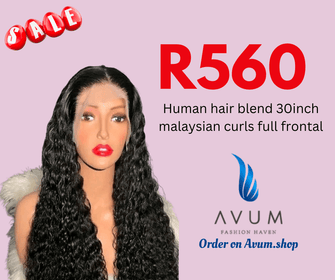 Human hair blend 30inch full frontal Malaysian curls - Avum Fashion Haven