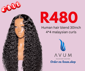 Human hair blend 4*4 30inch Malaysian curls - Avum Fashion Haven